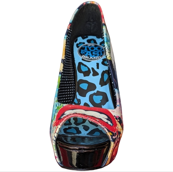 Too Fast Brand Studded Stiletto Smoking Heels Y2K 2000s Open Peep Toe Women's 6 - Picture 6 of 12